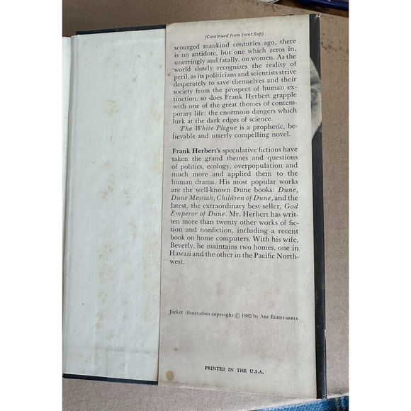 The White Plague Frank Herbert 1982 First Edition First Printing HC DJ Good - Picture 6 of 10